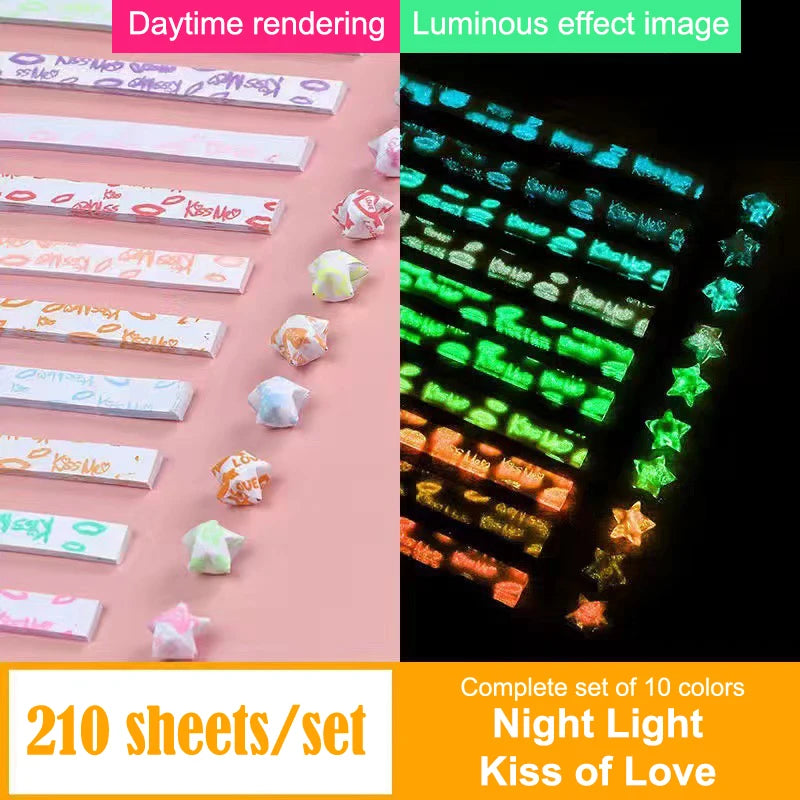 210 Sheets Luminous Origami Paper Stars | DIY Craft Kit for Glowing Lucky Stars alternate view