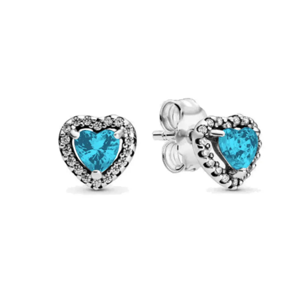 2026 Hot Selling 925 Sterling Silver Heart-Shaped Colored Zircon Exquisite Earrings additional angle