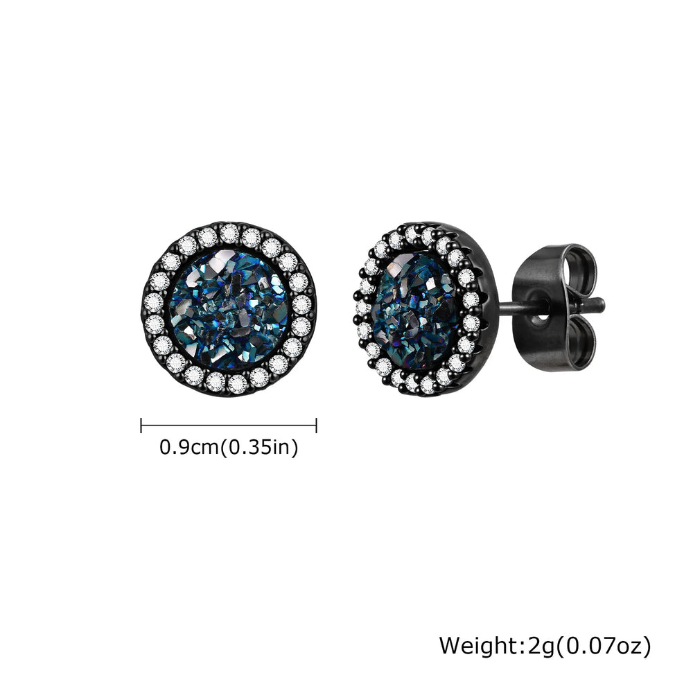 Hip Hop Broken Zircon Stud Earrings for Men Boys,Anti Allergy Round Small Metal Ear additional angle