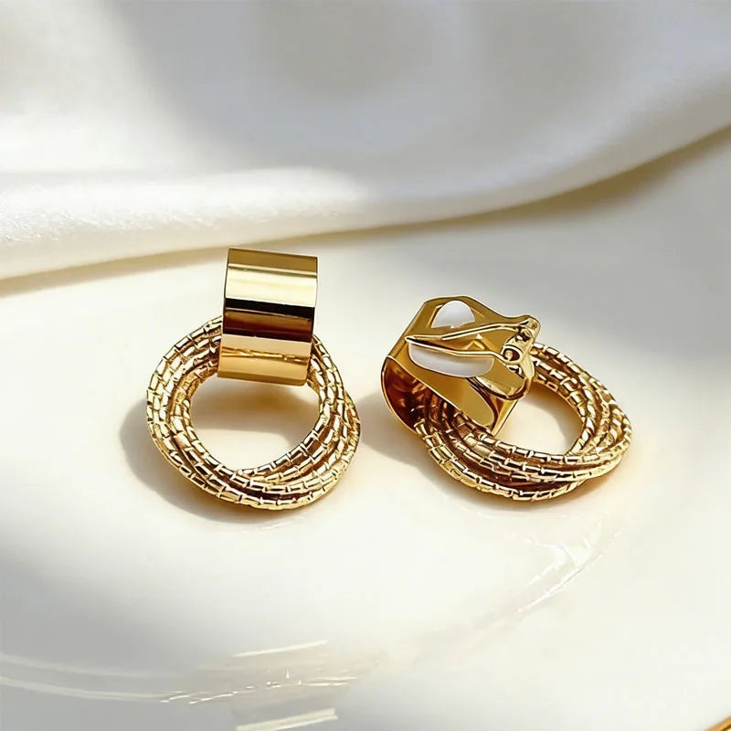 2026 Gold Wide Hoop Clip-On Earrings for Non-Pierced Ears
