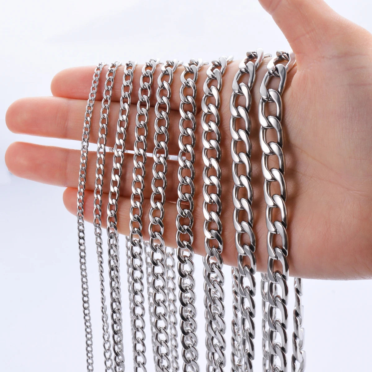 Stainless Steel Curb Cuban Link Chain Necklace | Unisex Punk Choker Jewelry alternate view