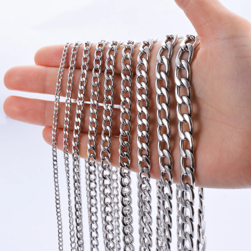 Stainless Steel Curb Cuban Link Chain Necklace | Unisex Punk Choker Jewelry alternate view