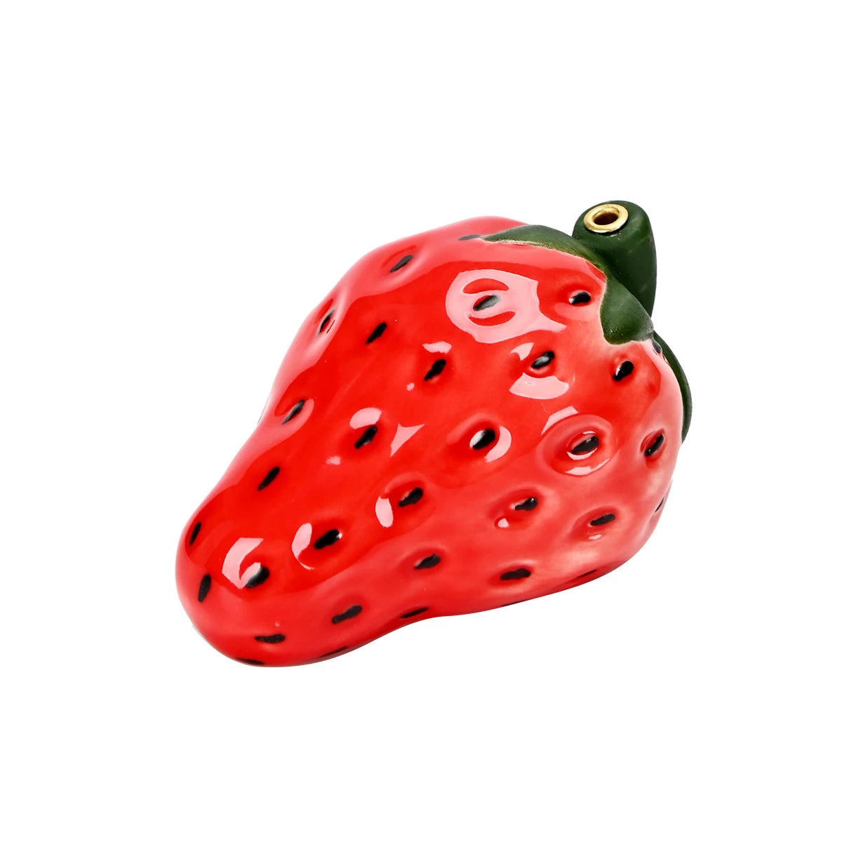Strawberry Ceramic Incense Burner | Realistic Fruit Home Aromatherapy Decor detail view