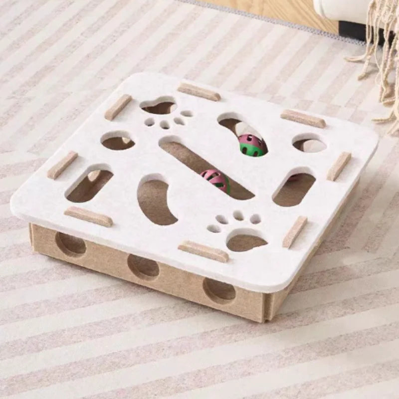 Interactive Maze Cat Toy | Felt Plush Puzzle with Bell Ball alternate view