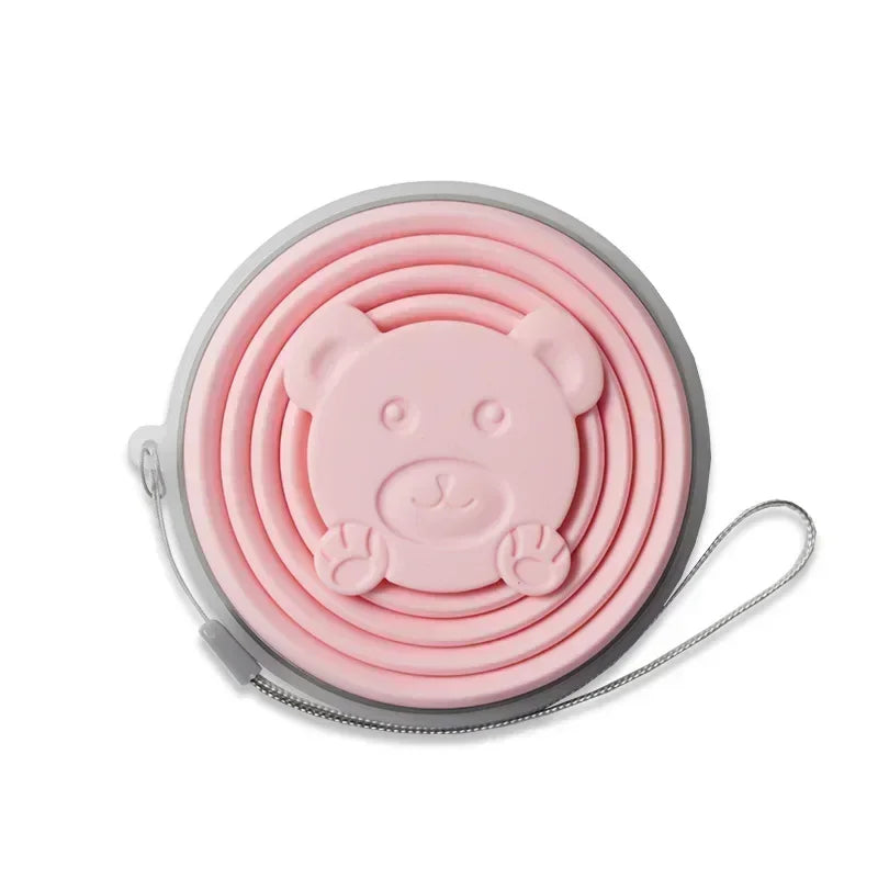 180ml Outdoor Silicone Folding Cup Travel Casual Mug Cartoon Bear Collapsible Reusabl lifestyle view