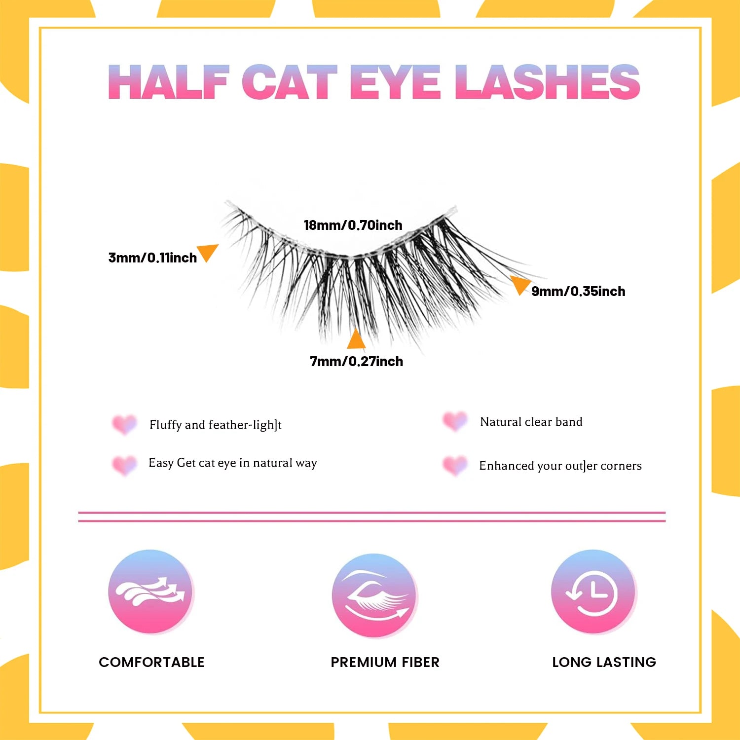 Wispy Half Eyelashes 10mm Natural Cat Eye Look | 20 Pairs DIY Strip Lashes detail view