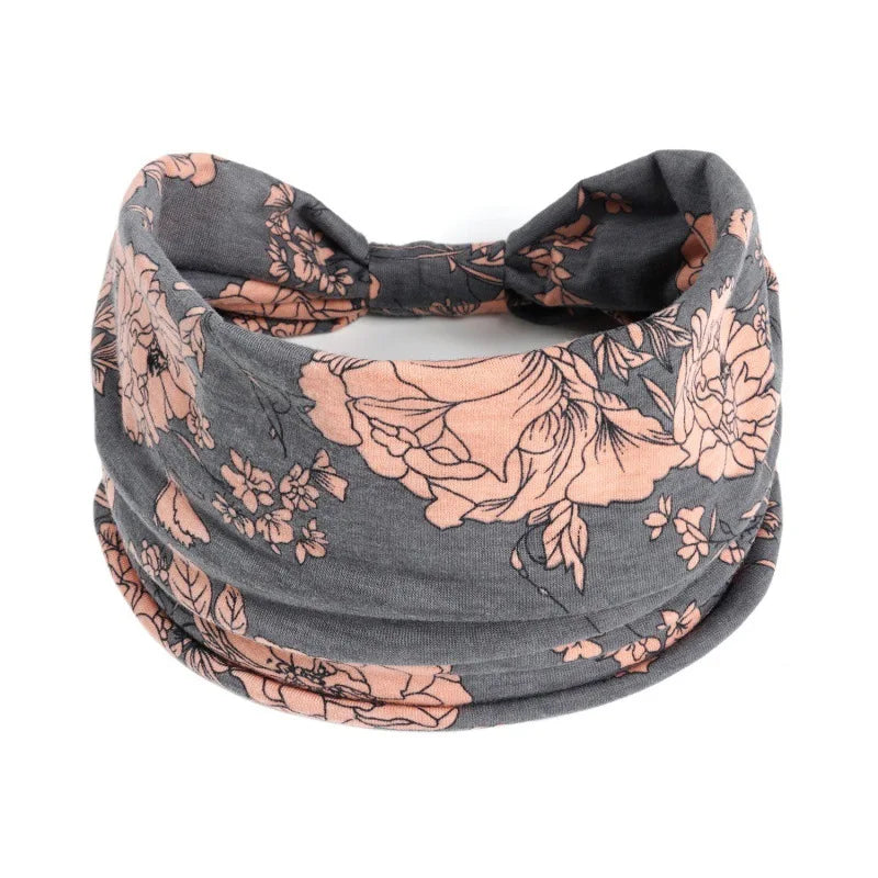 Bohemian Style Elastic Hair Bands Yoga Headband Women Headwear Print Vintage Cross Un lifestyle view