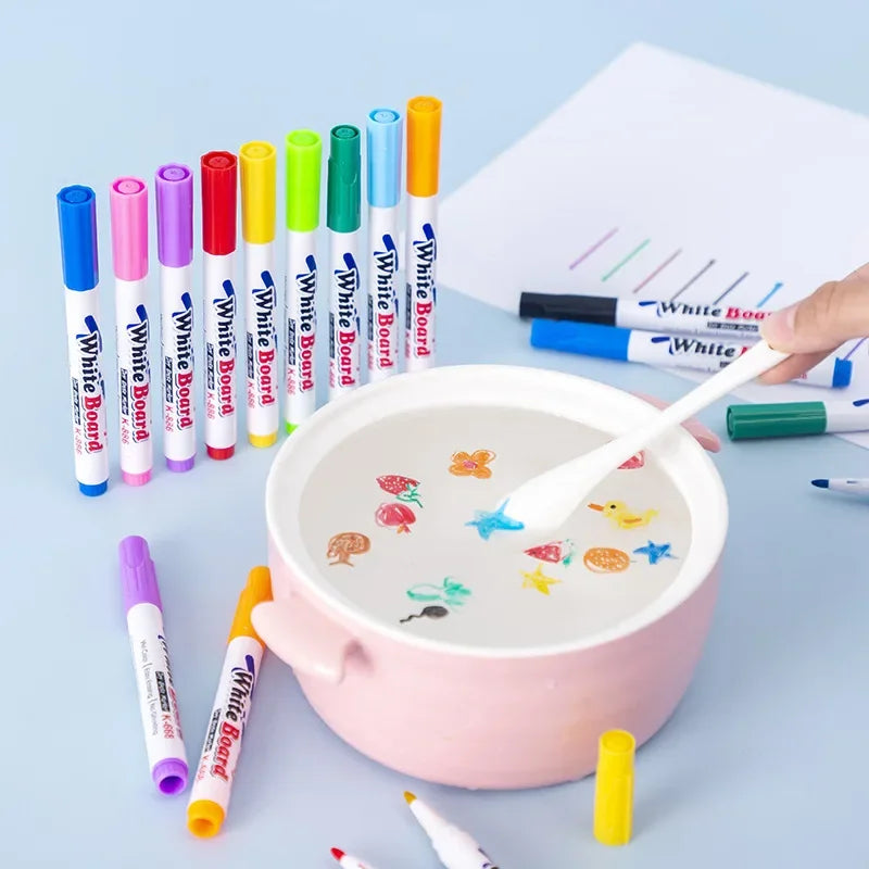 Water Floating Pen Magical Ink Pens With Spoon Floating Color Water Painting Floating Chalk Art Graf