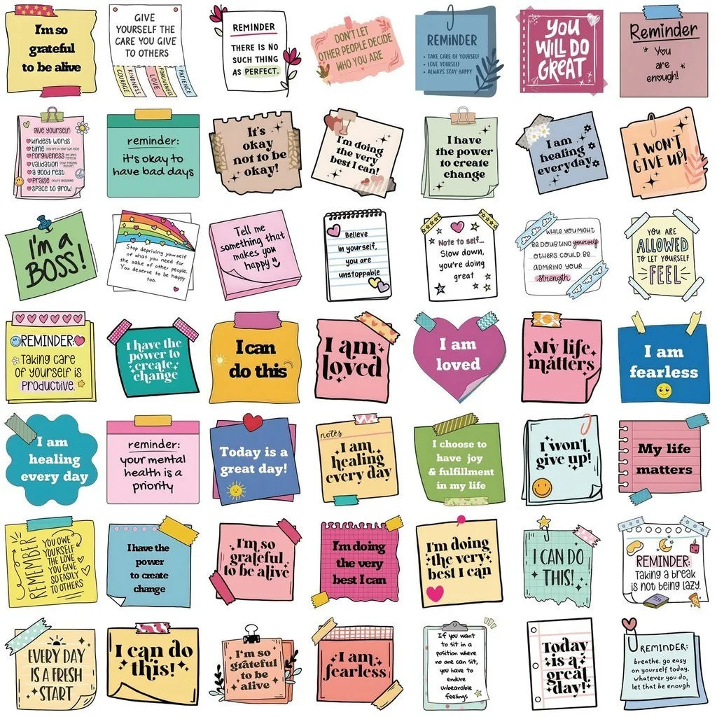 50PCS Self Affirming and Motivating Waterproof Graffiti Stickers for Helmet Bicycle Hand detail view
