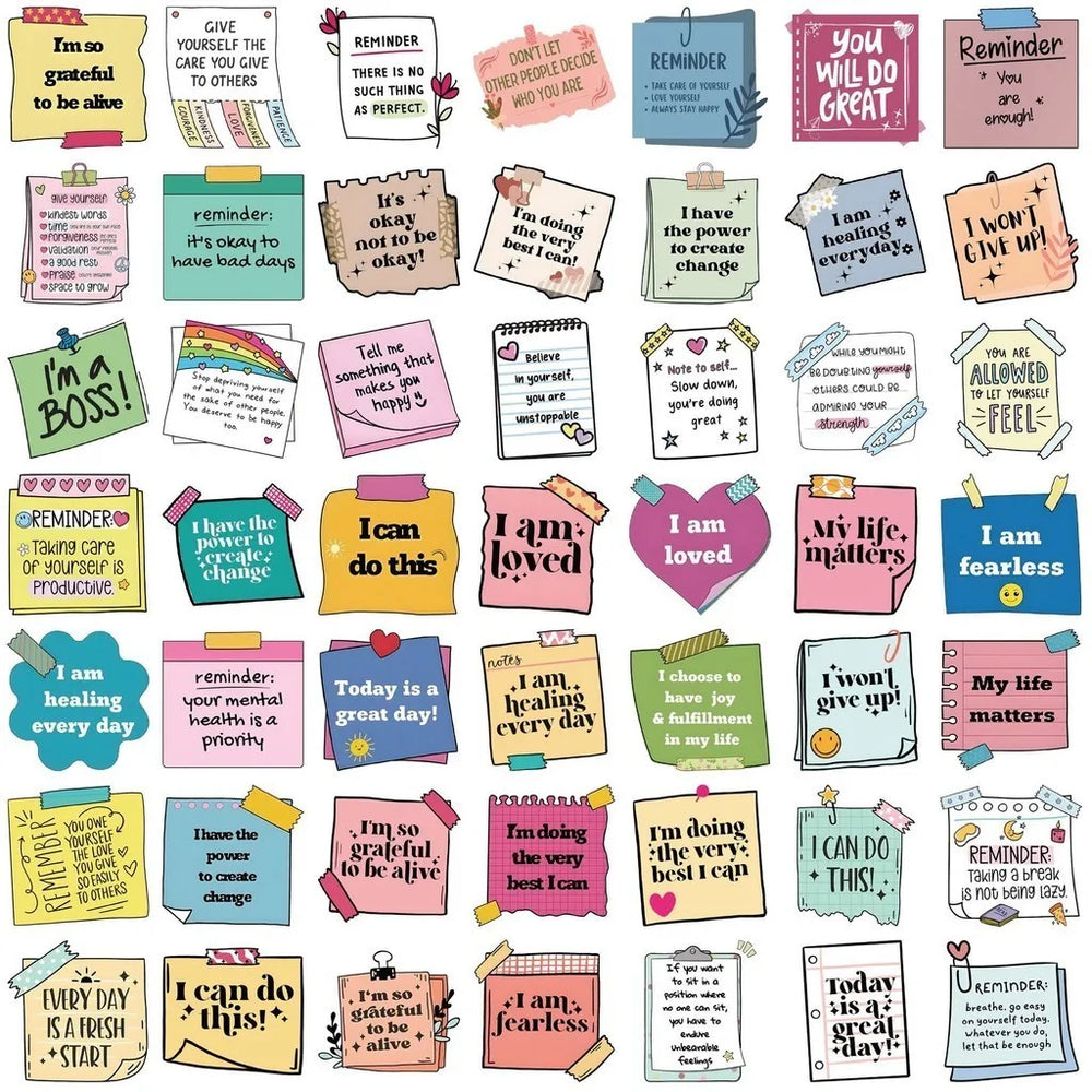 50PCS Self Affirming and Motivating Waterproof Graffiti Stickers for Helmet Bicycle Hand detail view