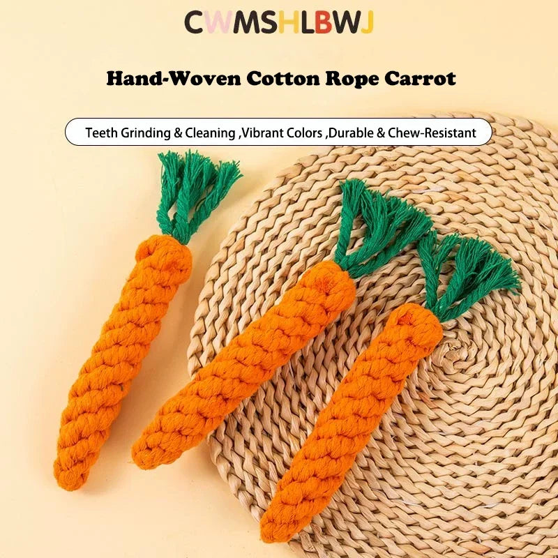 Carrot Cotton Rope Dog Chew Toy Bite Resistant Teeth Cleaning Interactive Play Toy detail view