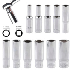 1/4 Hex Drive Deep Socket Adapter Set | Chrome Vanadium Steel Impact Socket Wrench