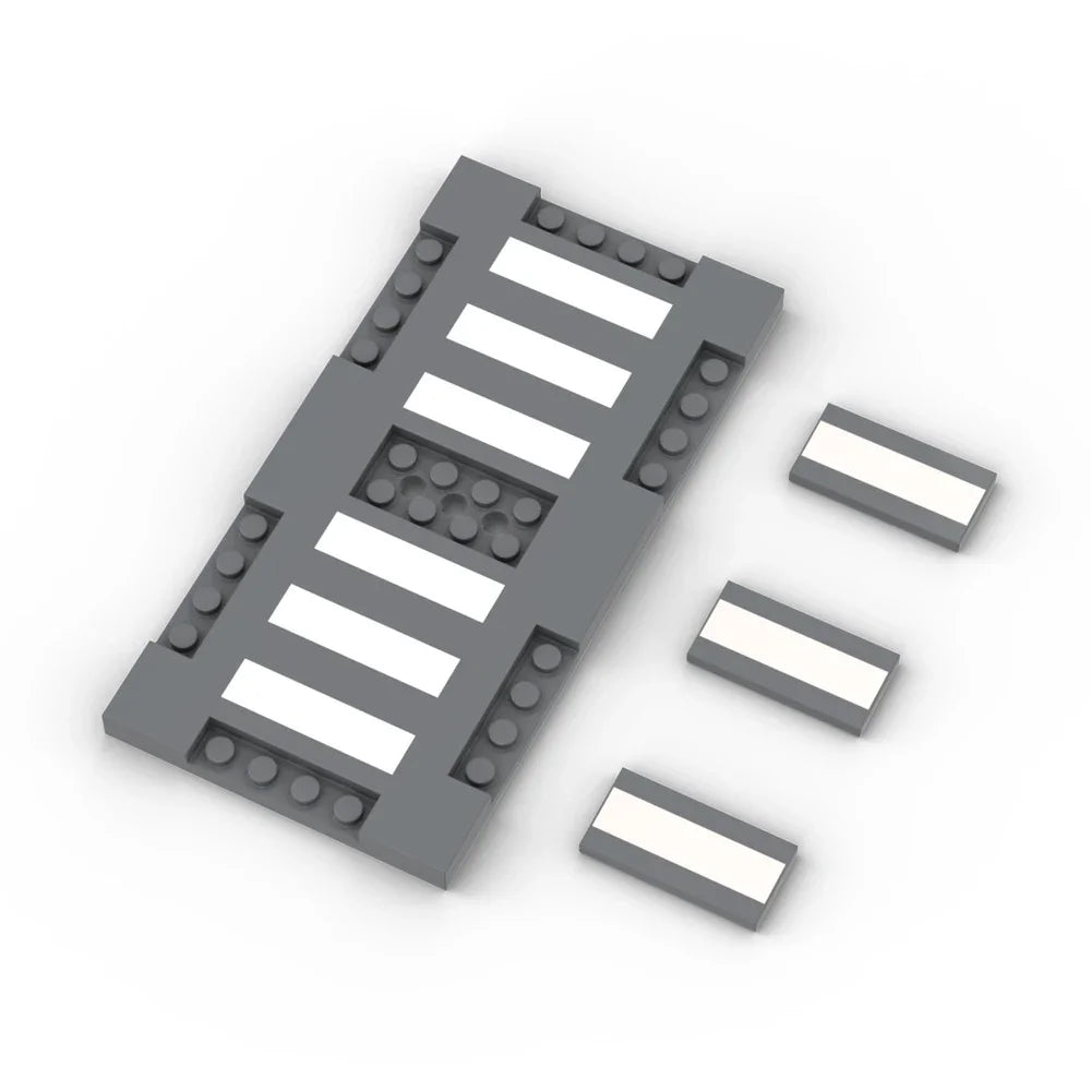 City Road Street Baseplate Building Blocks | Pedestrian Crossing Base Compatible with Ma detail view