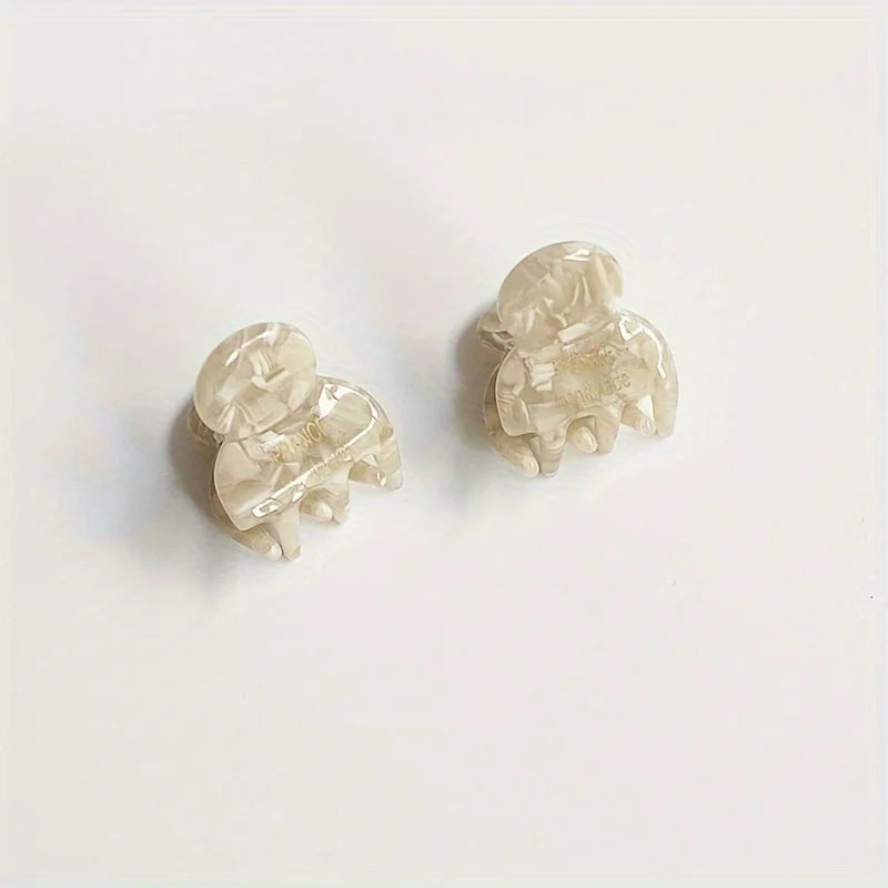 2pcs/set Mini Acetate Hair Claw Side Pins Small Size Shark Clip Sweet Cute Elegant Hai close-up view
