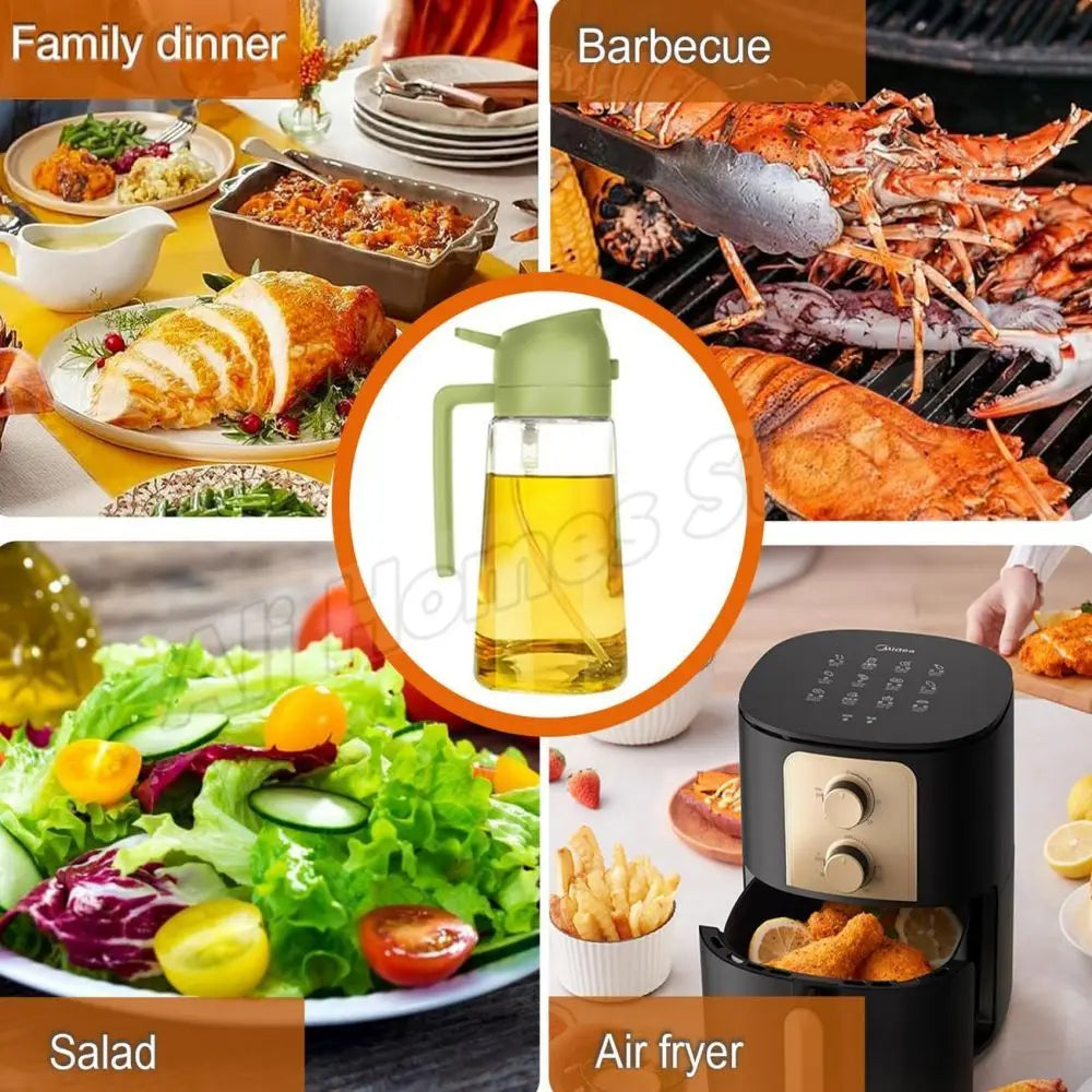 2 in 1 Oil Sprayer and Dispenser Bottle | Cooking Oil Spray Bottle for BBQ, Air Fry additional angle