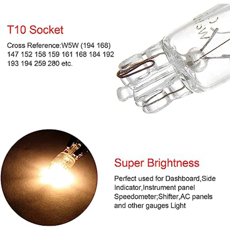 10 X Signal Lamp Glass T10 W5W 12V 5W Car Bulb alternate view