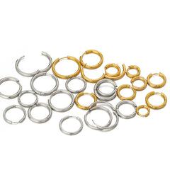 10pcs 18K PVD Gold Plated Stainless Steel Hoop Earrings Women Earrings Men Punk Hiphop B detail view