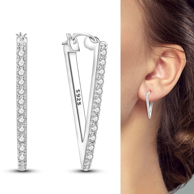 Hot Sale 925 Sterling Silver Heart Earrings Fit Original Charms Hoop Earrings For Wome close-up view