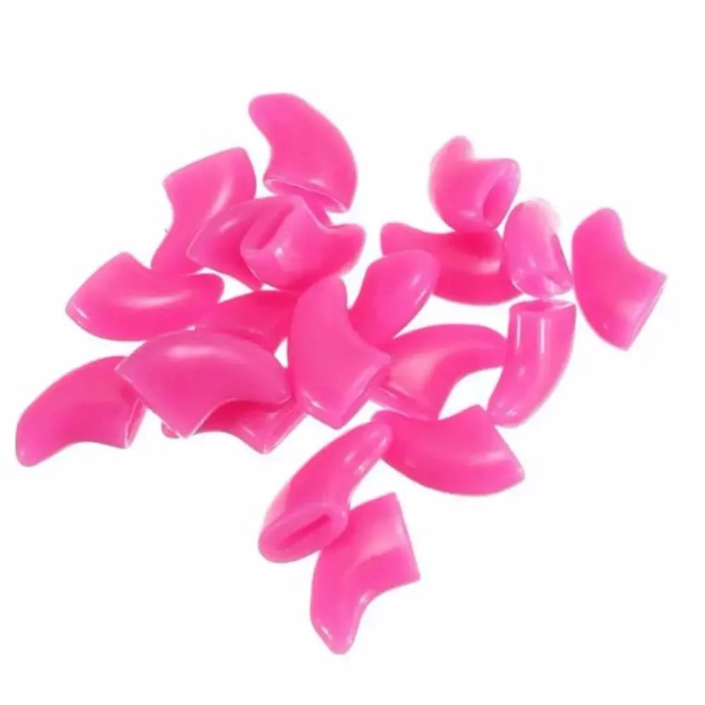 Lovely 20pcs Silicone Soft Cat Nail Caps Cat Nail Covers Pet Claw Paws Caps Adhesive Glu detail view