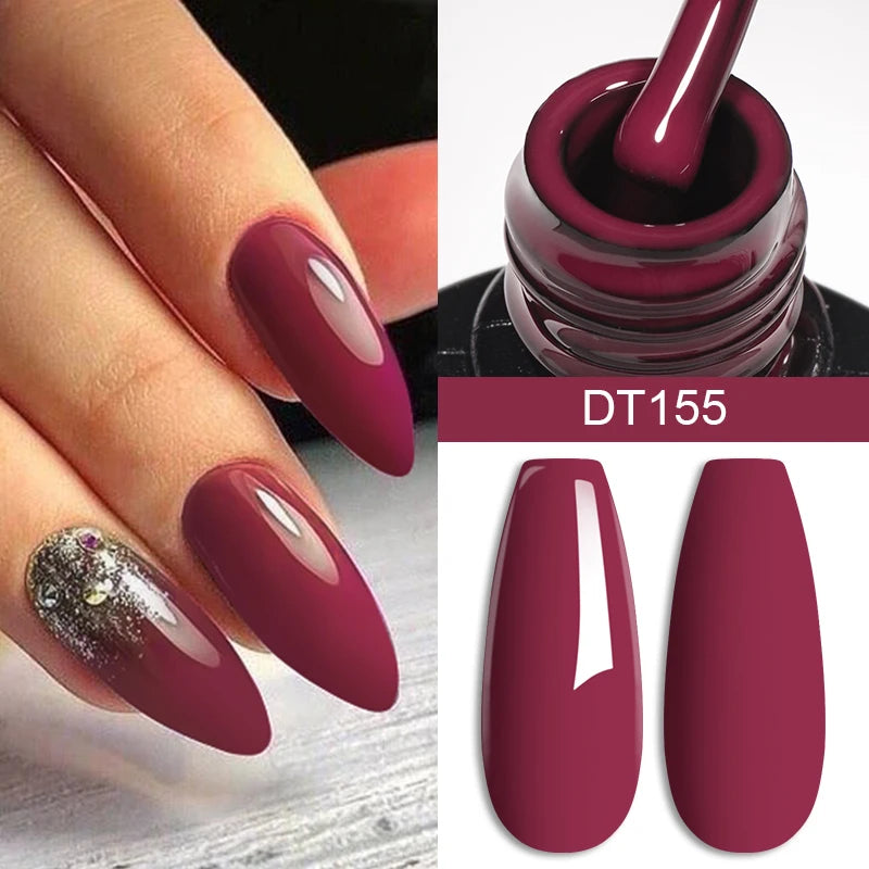 MEET ACROSS 7ml Wine Red Gel Nail Polish Long-Lasting French Style Gel Nail Supplies F close-up view