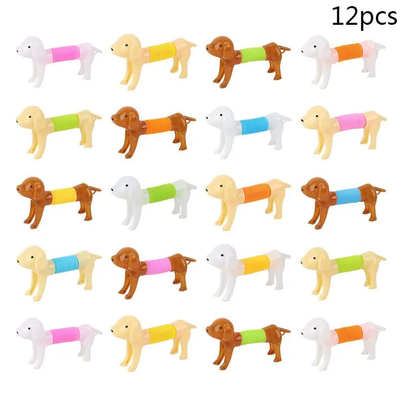 12/24Pcs Colorful Stretchable Dog Stretch Pop Tubes Telescoping Spring Animal Birthda alternate view