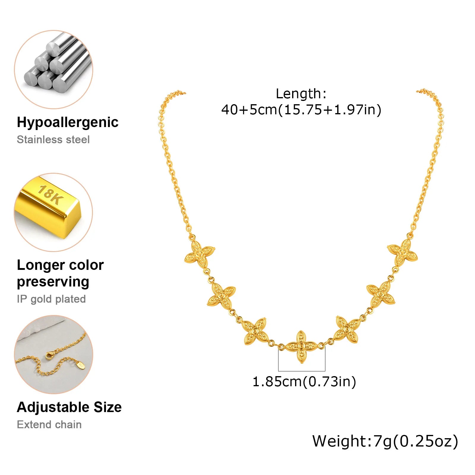 Waterproof Stainless Steel Heart Statement Necklace for Women, Non Tarnish 18k Gold additional angle