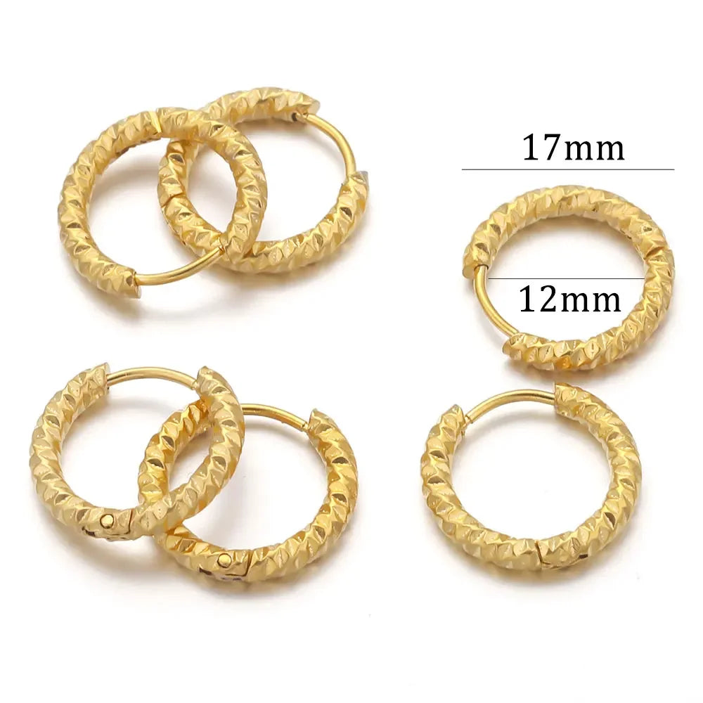 6pcs Stainless Steel Rectangular Textured Earrings | 18K Gold Plated DIY Jewelry Fi additional angle