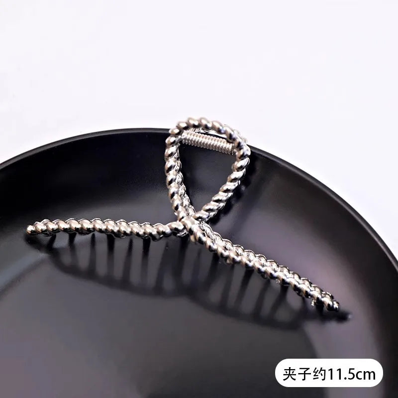 Vintage Silver Geometric Metal Hair Claw For Women Girls Long Hair Holder Headband Ha lifestyle view