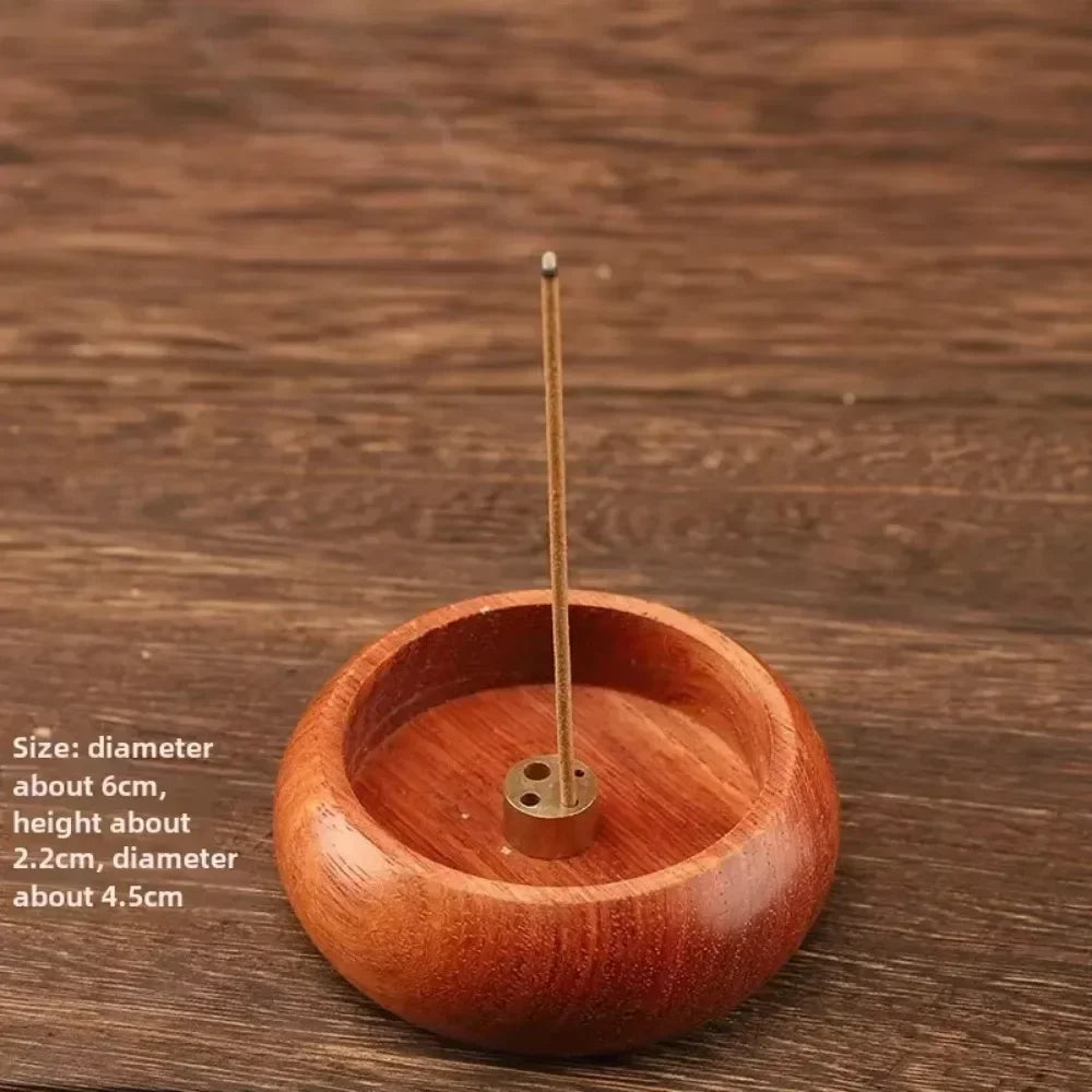 Solid Wood Incense Burner | Mini Circular Incense Stove for Indoor Use close-up view