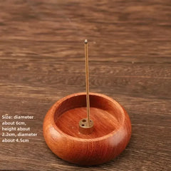 Solid Wood Incense Burner | Mini Circular Incense Stove for Indoor Use close-up view
