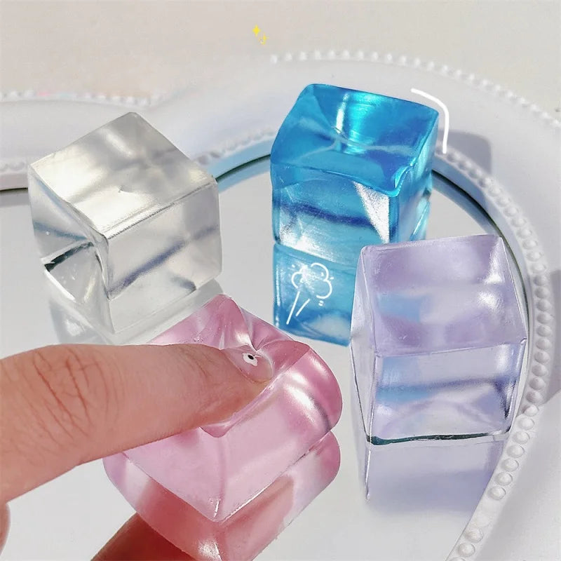 15Pcs Mini Ice Cube Squishy Toys Release Stress Transparent Small Ice Block Pinch C additional angle