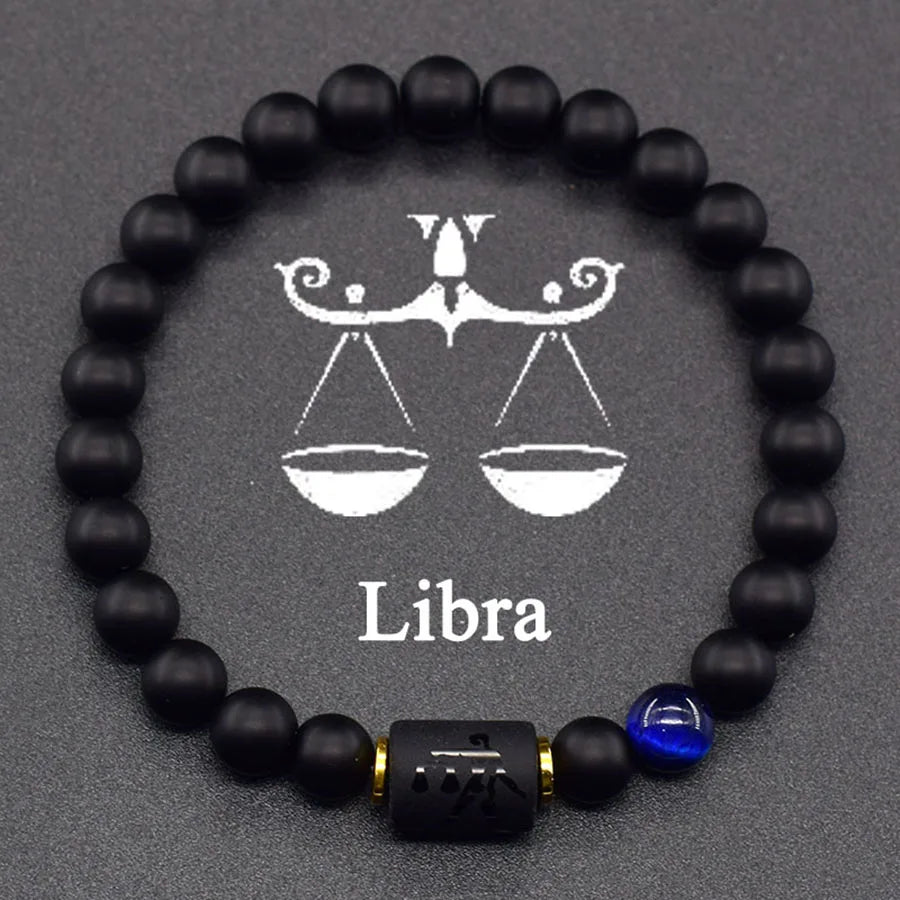 12 Zodiac Sign Bracelet Homme Constellation Bangle Natural Yellow Tiger Eye Stone Hem lifestyle view