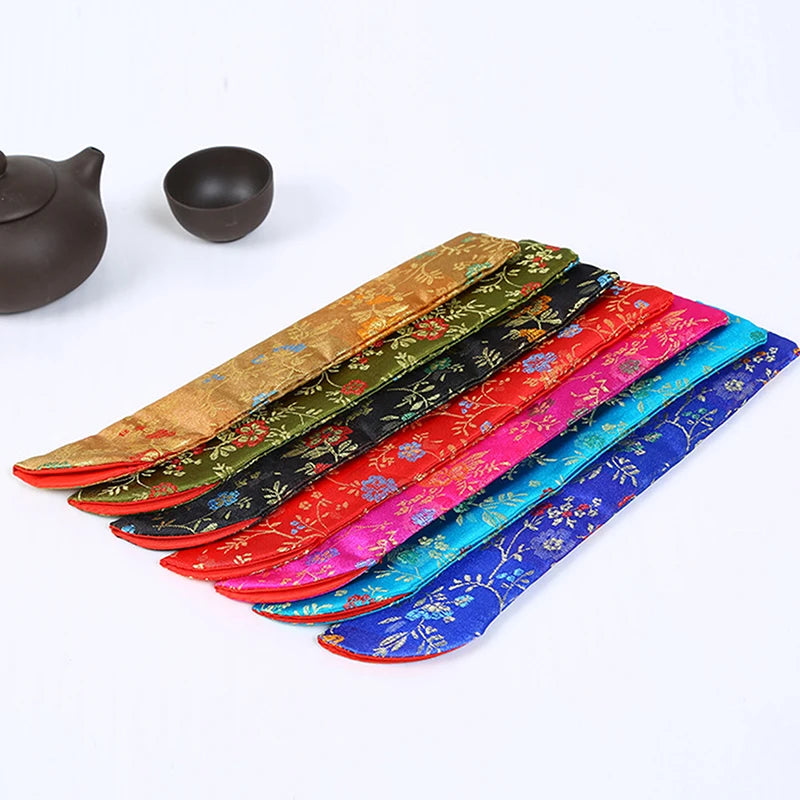 Embroidered Folding Fan Cover Pouch | Silk Fan Protector detail view