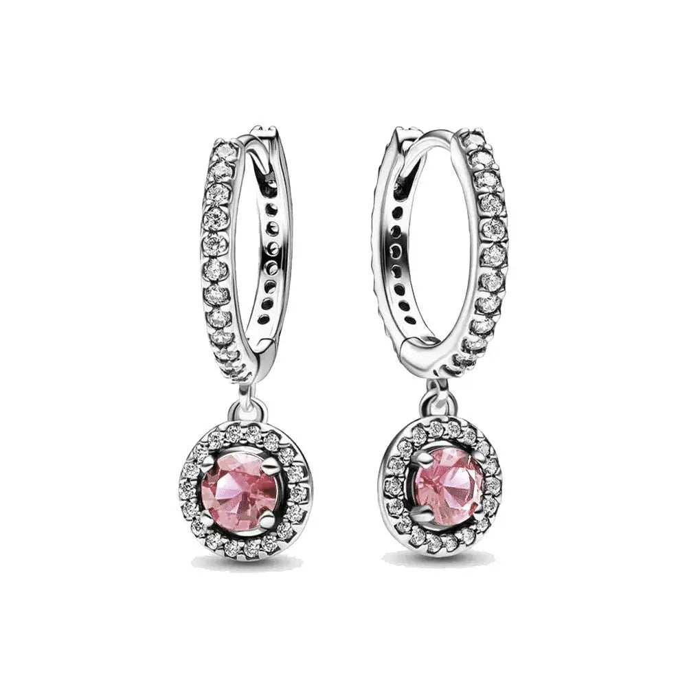 Hot selling 925 silver heart-shaped, pink,red, multi-color crystal sparkling luxury earr detail view