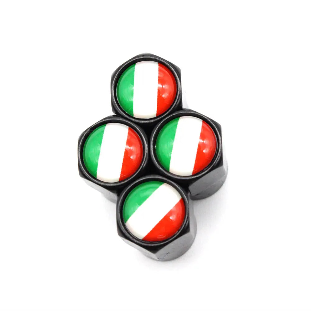 Italy Flag Tire Valve Caps 4 Pcs Aluminium Alloy Copper lifestyle view