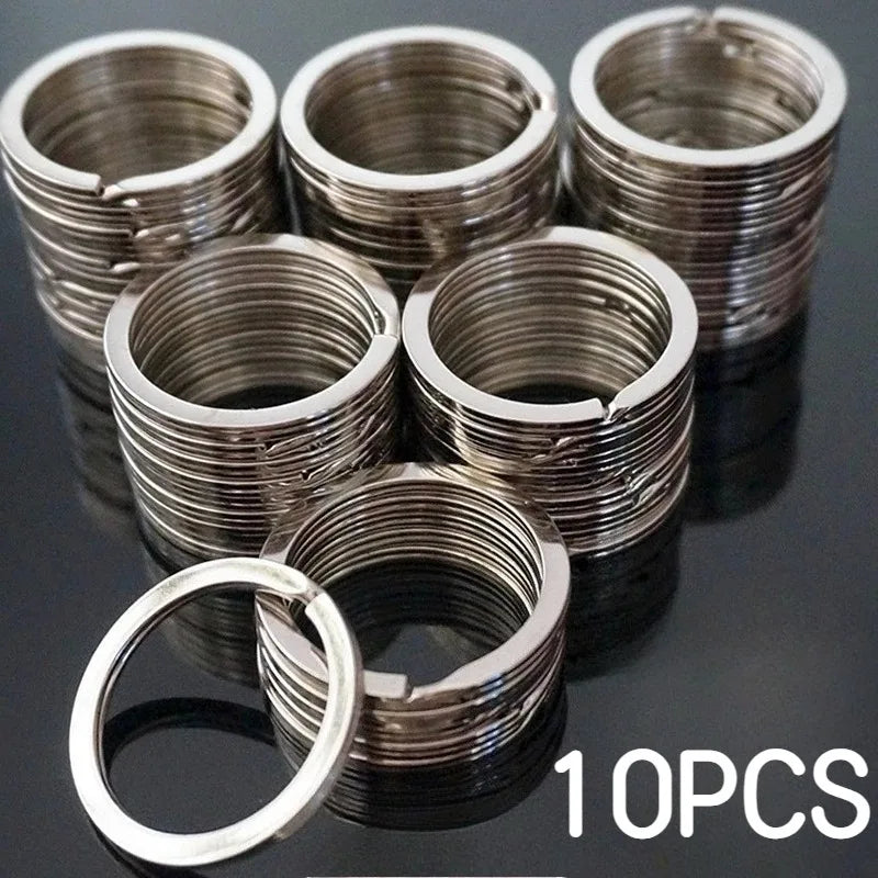 Silver Plated Metal Blank Keyring Keychain Charms Split Ring Keyfob Key Holder Link Ri close-up view