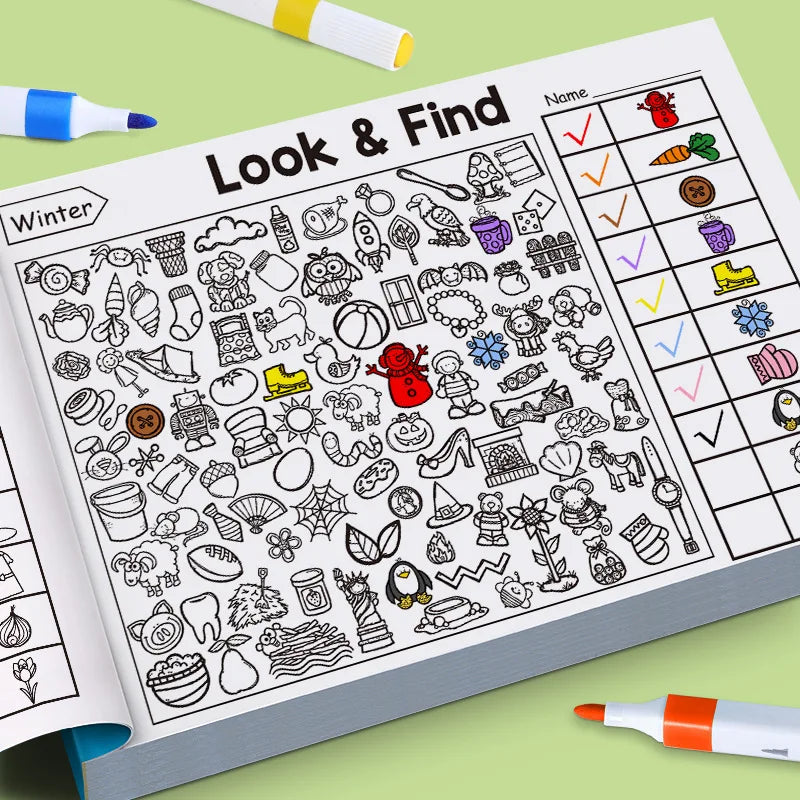 32 Pages Kids Drawing Notebook Look & Find Shape Game Fun Concentration & Attention Exercise Early E