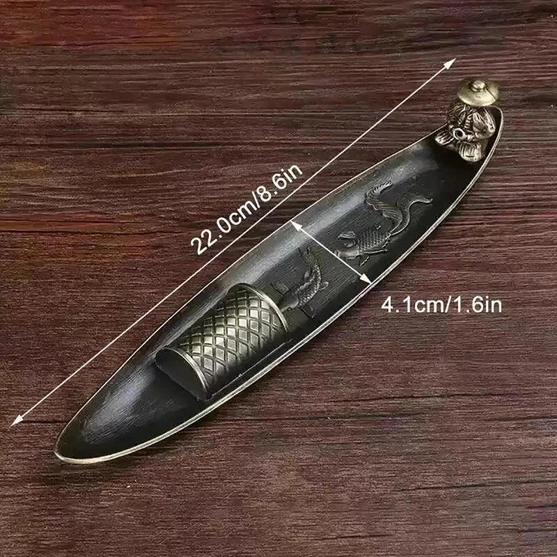 Fishing Old Man Boat Incense Burner | Metal Sandalwood Incense Holder for Home alternate view