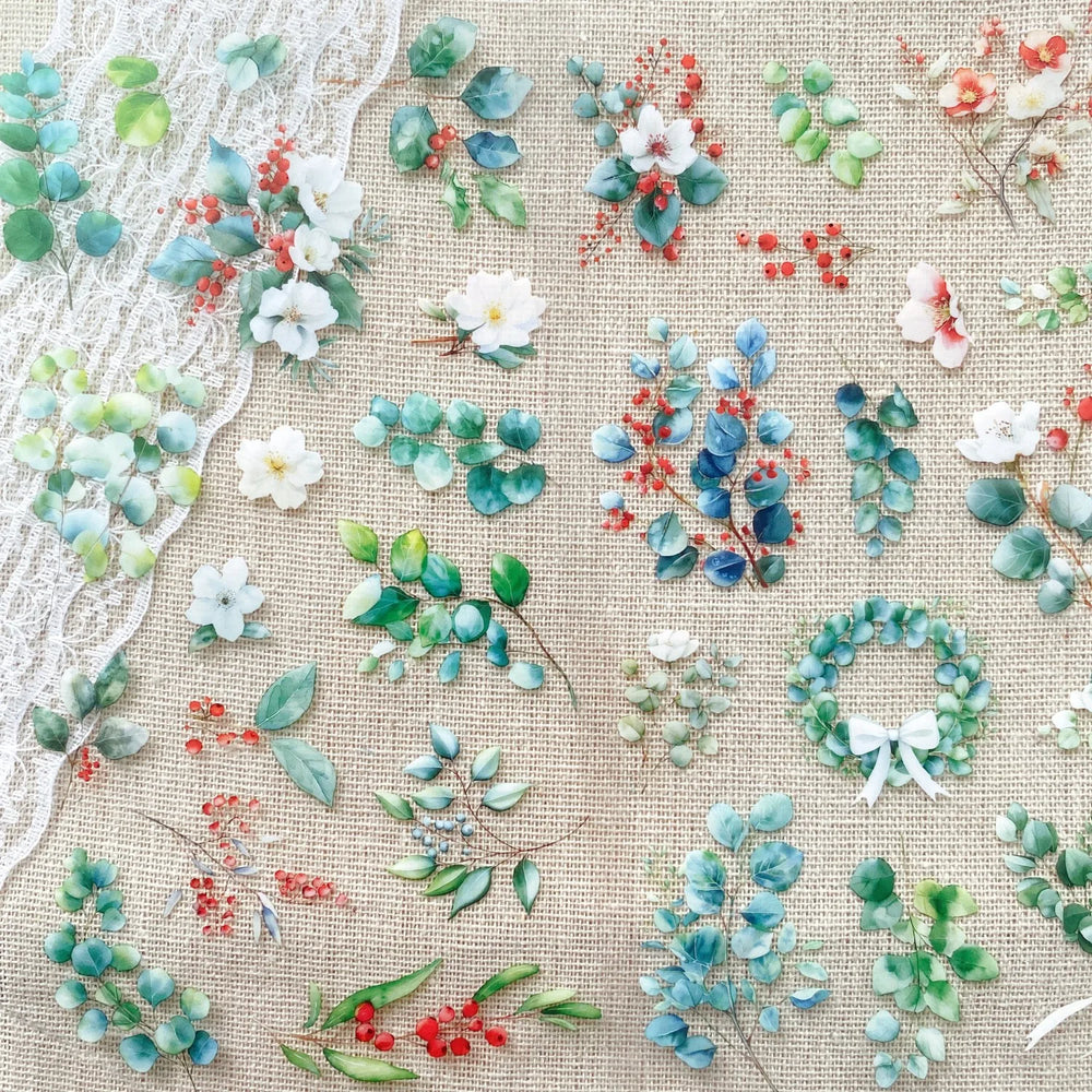 Transparent Flower Stickers Set | 6 Sheets PET Stickers for Scrapbook and Junk Journal detail view