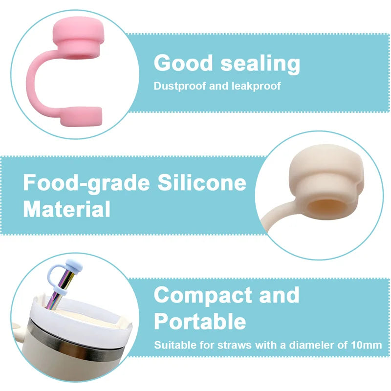 Straw Covers Cap Reusable Silicone Straw Toppers Compatible With Stanley Cup Spill Le lifestyle view