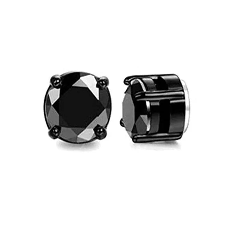 2Pcs Crystal Strong Magnetic Ear Stud Clip Earrings for Men and Women, Punk Round Zir alternate view