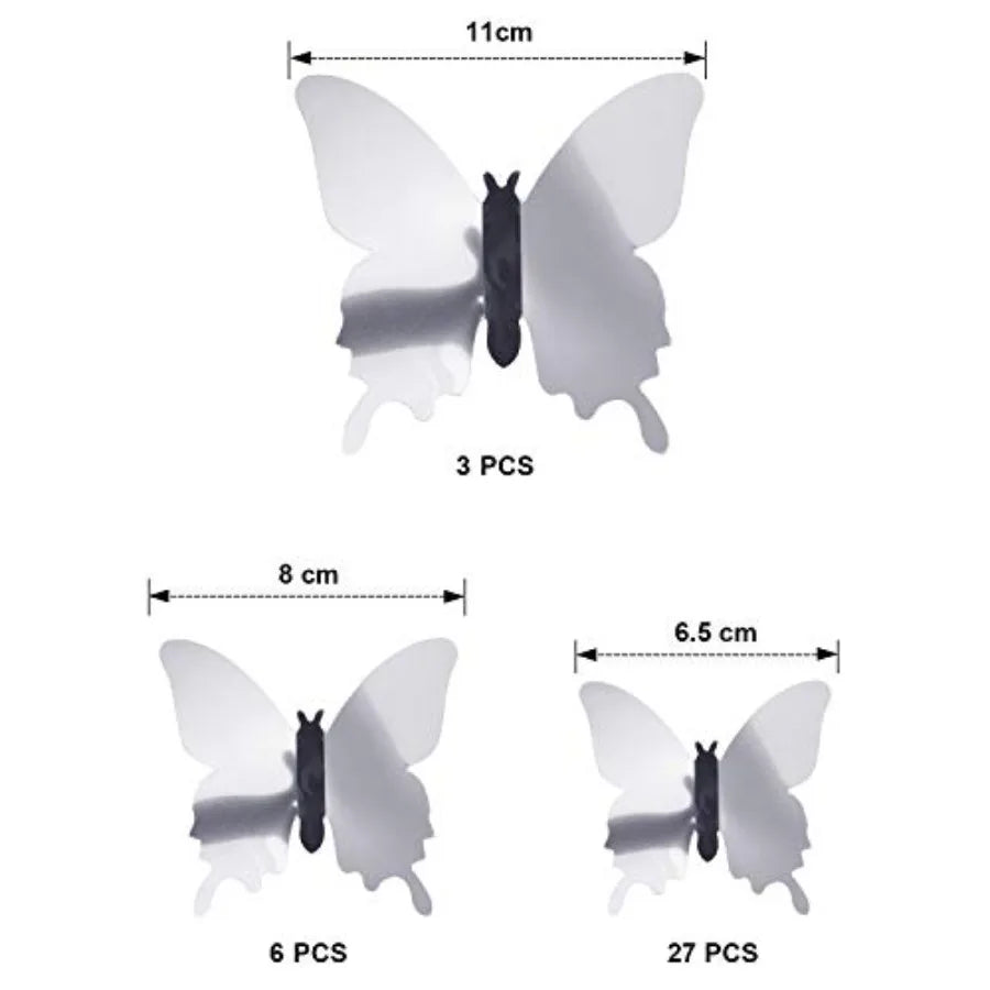 48 Pieces Butterfly Wall Decor DIY 3D Mirror Butterfly Stickers Removable Decals | Cr alternate view