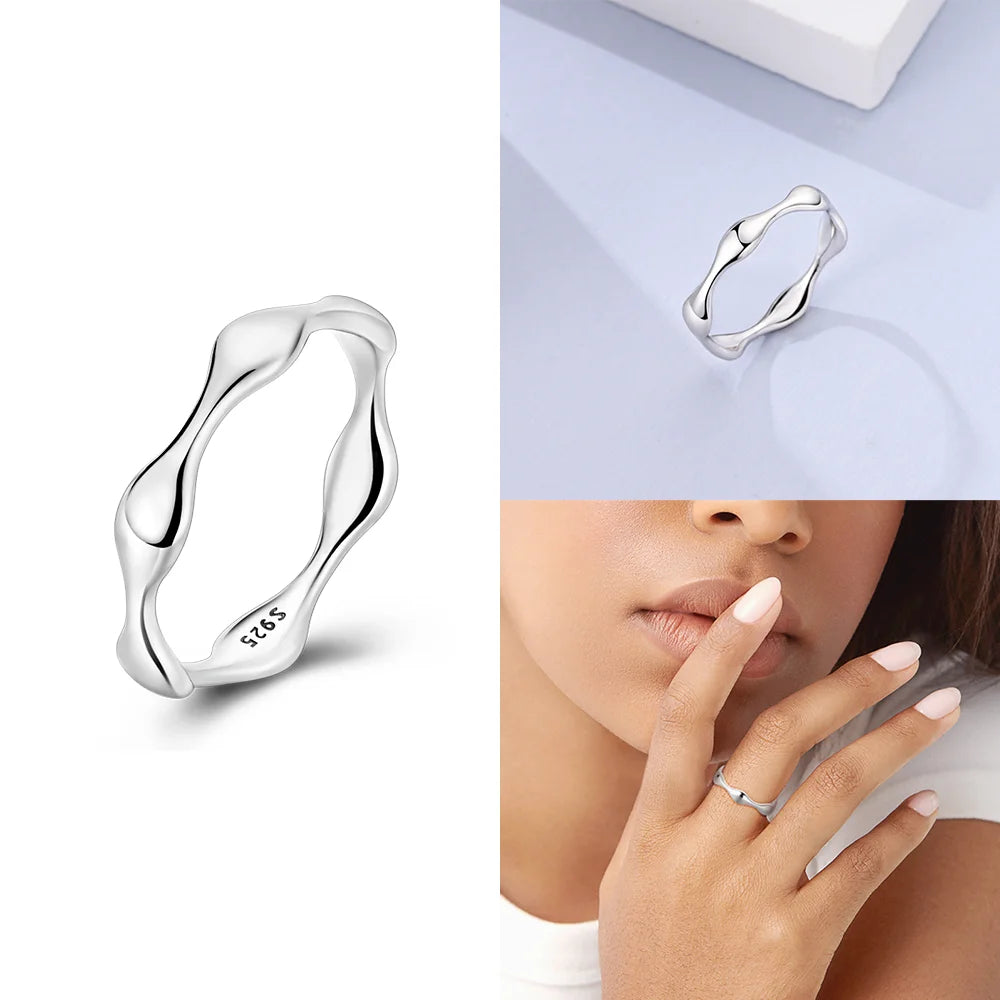 Original Romantic Heart-shaped White Zircon Shell Bowknot Rings 925 Sterling Silver Wo close-up view