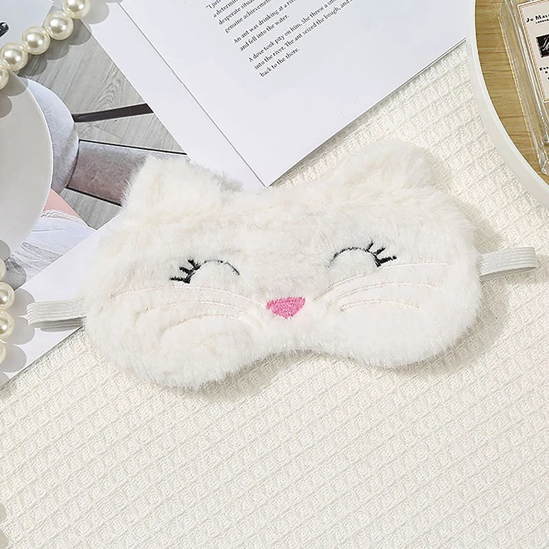 Cute Cat Plush Sleep Mask | Soft Light Blocking Eye Cover for Travel and Home additional angle