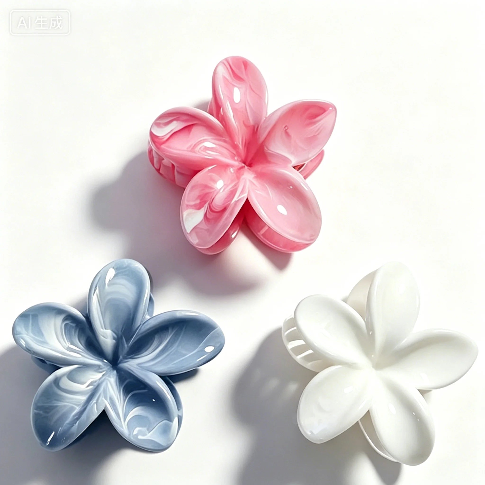 1/6pcs Hawaiian Beach Vacation Frangipani Hair Clips for Woman Elegant Shark Clip Fas alternate view