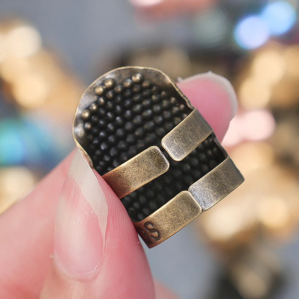 Metal Adjustable Sewing Thimble Sewing Finger Protection Cover Thimbles Cap Shield Ri lifestyle view