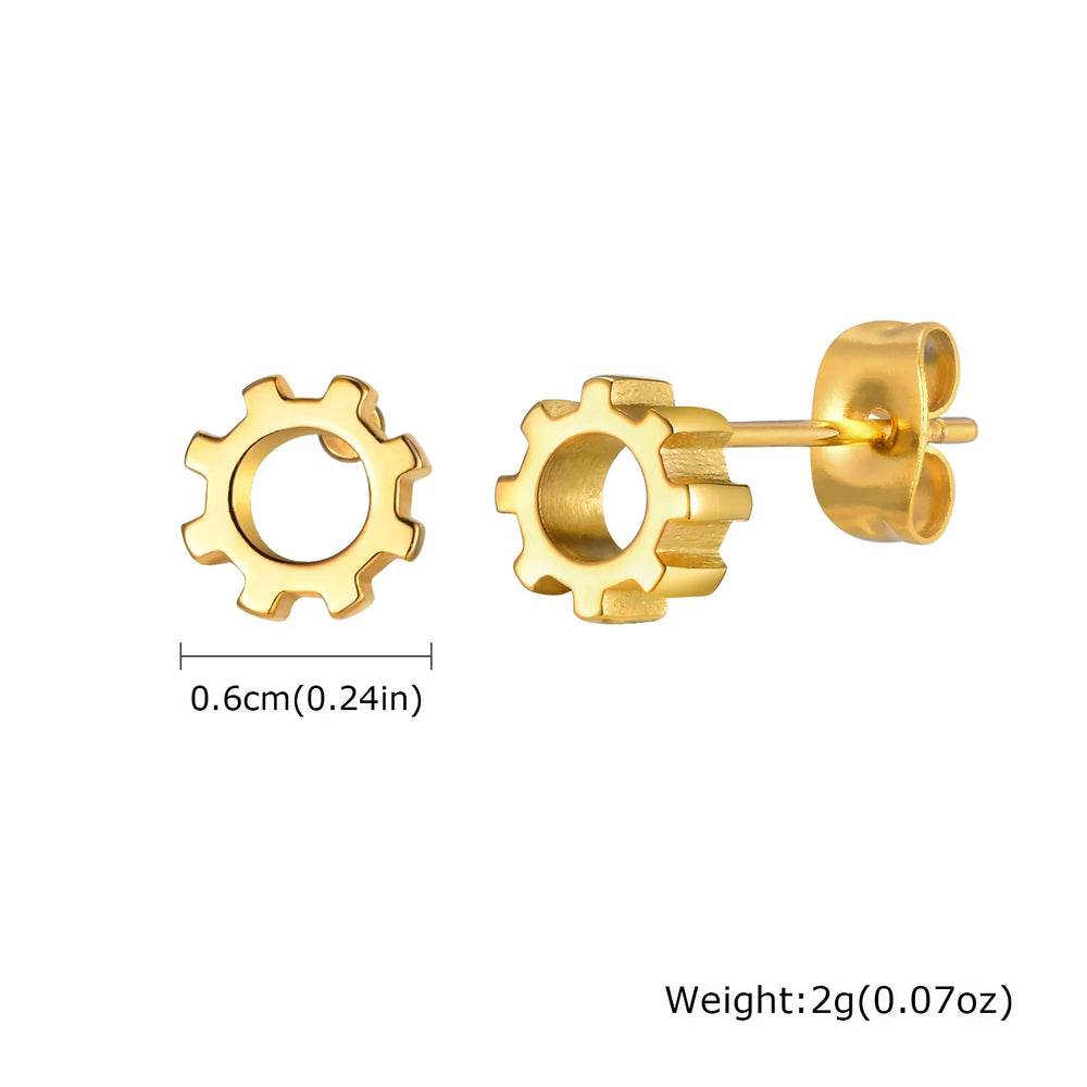 Gold Color Stud Earrings for Men Boys,Anti Allergy Stainless Steel Small Earrings,Hip lifestyle view