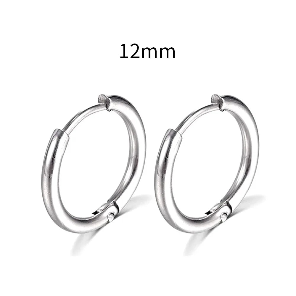 2022 New Simple Stainless Steel Small Hoop Earrings for Women Men Cartilage Ear Pierci close-up view