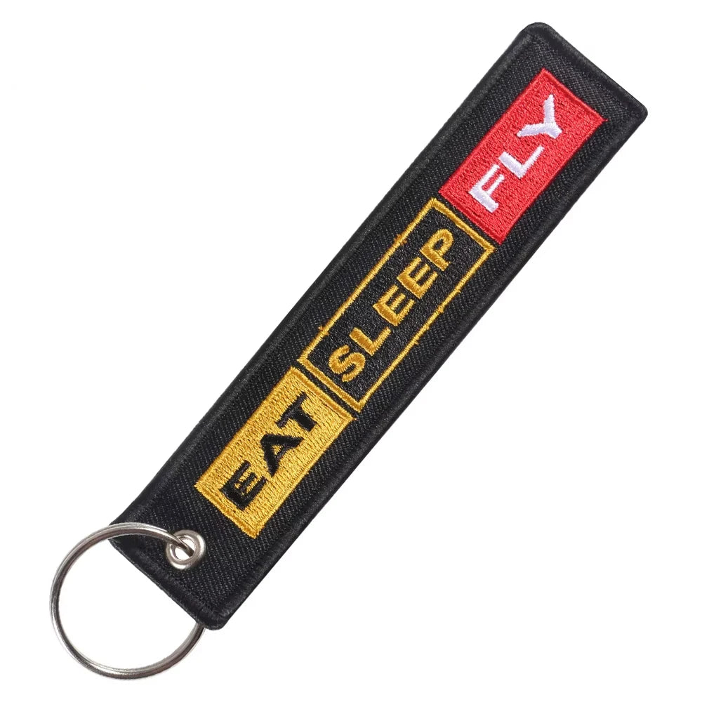5 PCs Embroidery Eat Sleep Fly Keychains Key Ring | Aviation Pilot Gift Set alternate view