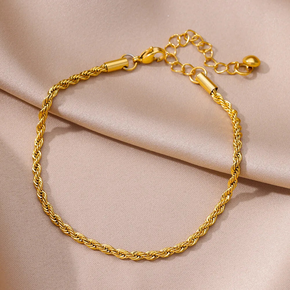Stainless Steel Chain Anklets for Women Accessories Gold Color Ankle Bracelet Waterproof Anklet Summ